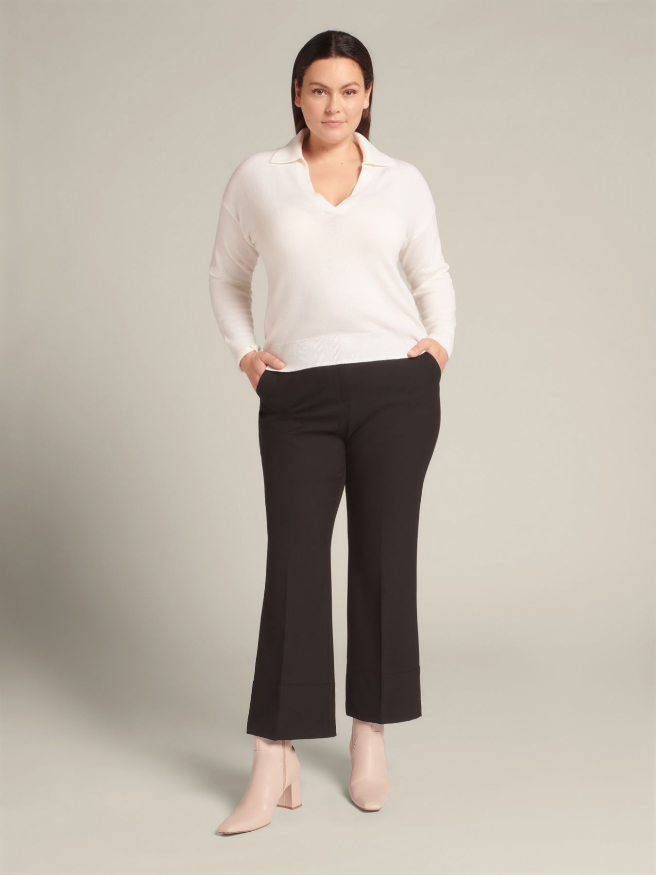 Пуловер из 100% шерсти слоновая кость