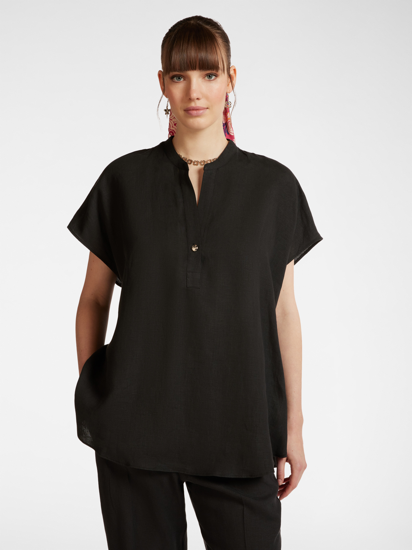 Блузка-поло изо льна