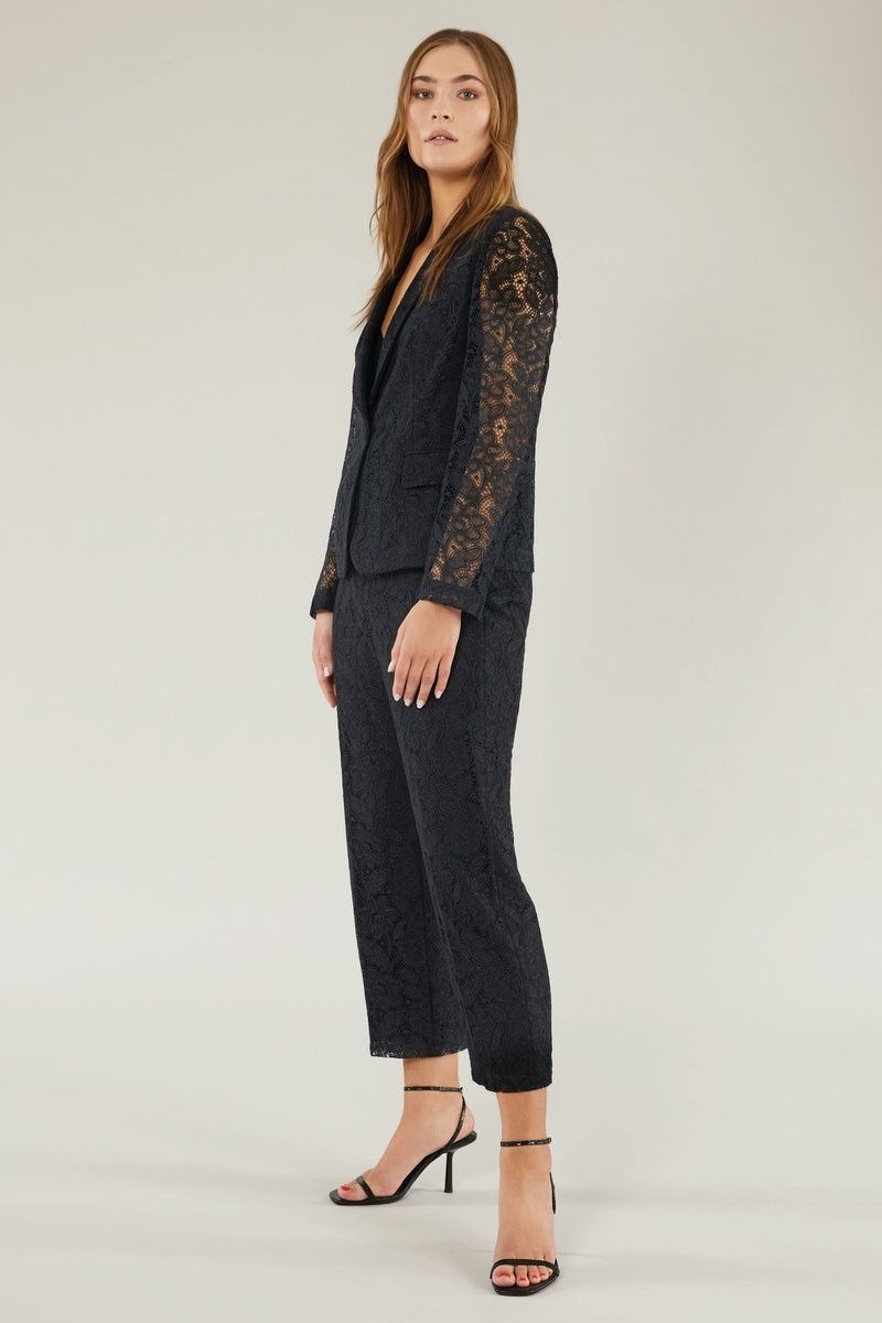 Укороченные брюки из кружева черные Elena Mirò