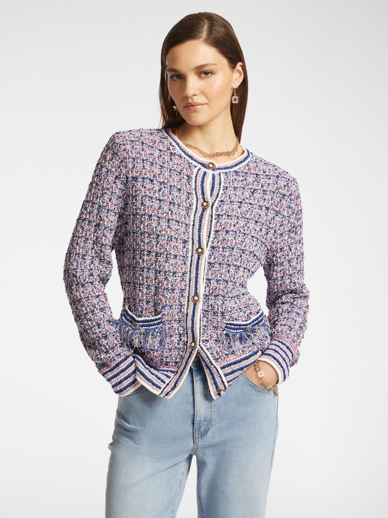 Укороченный жакет из смесовой пряжи