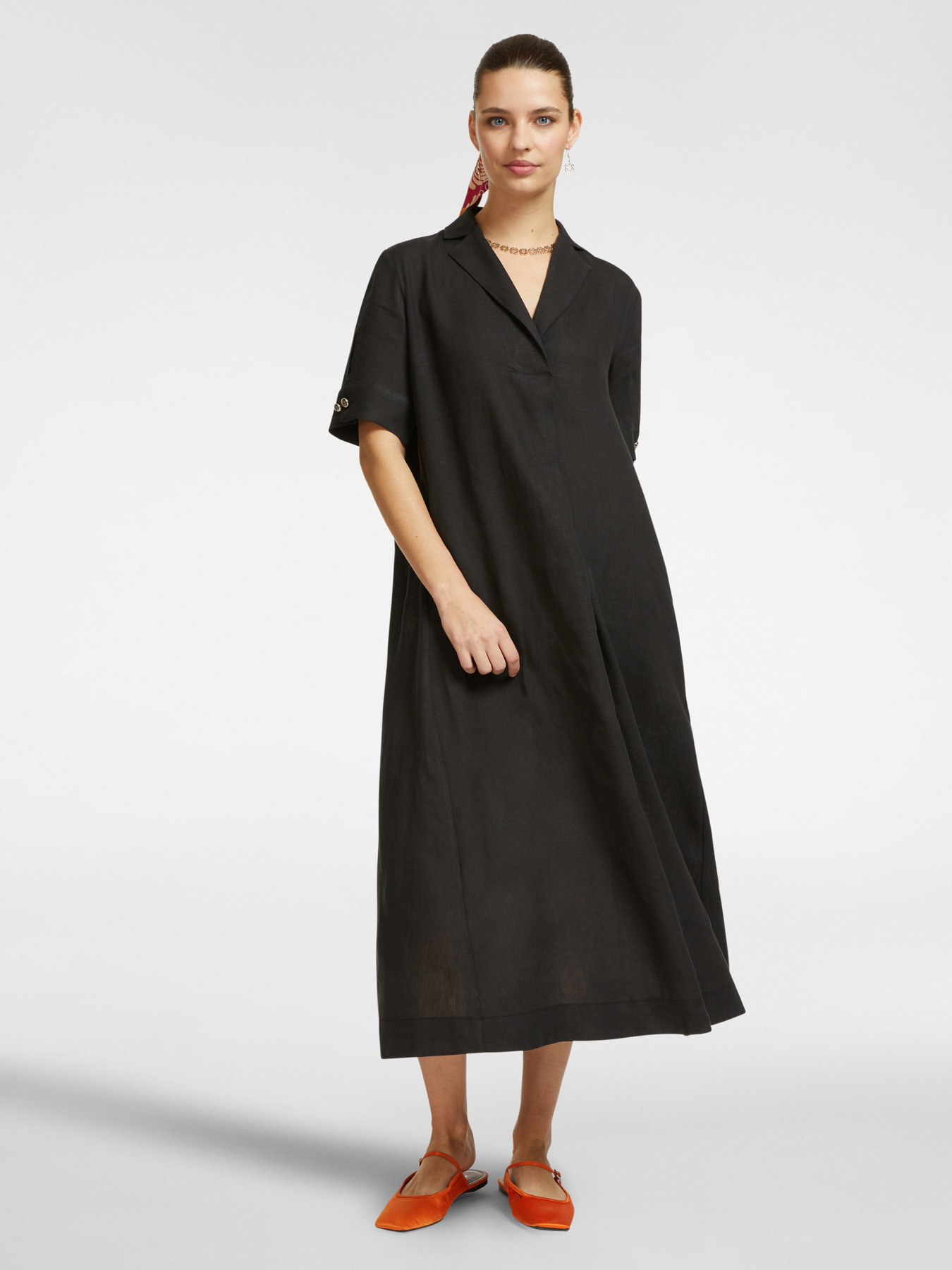 Платье-миди из 100% льна