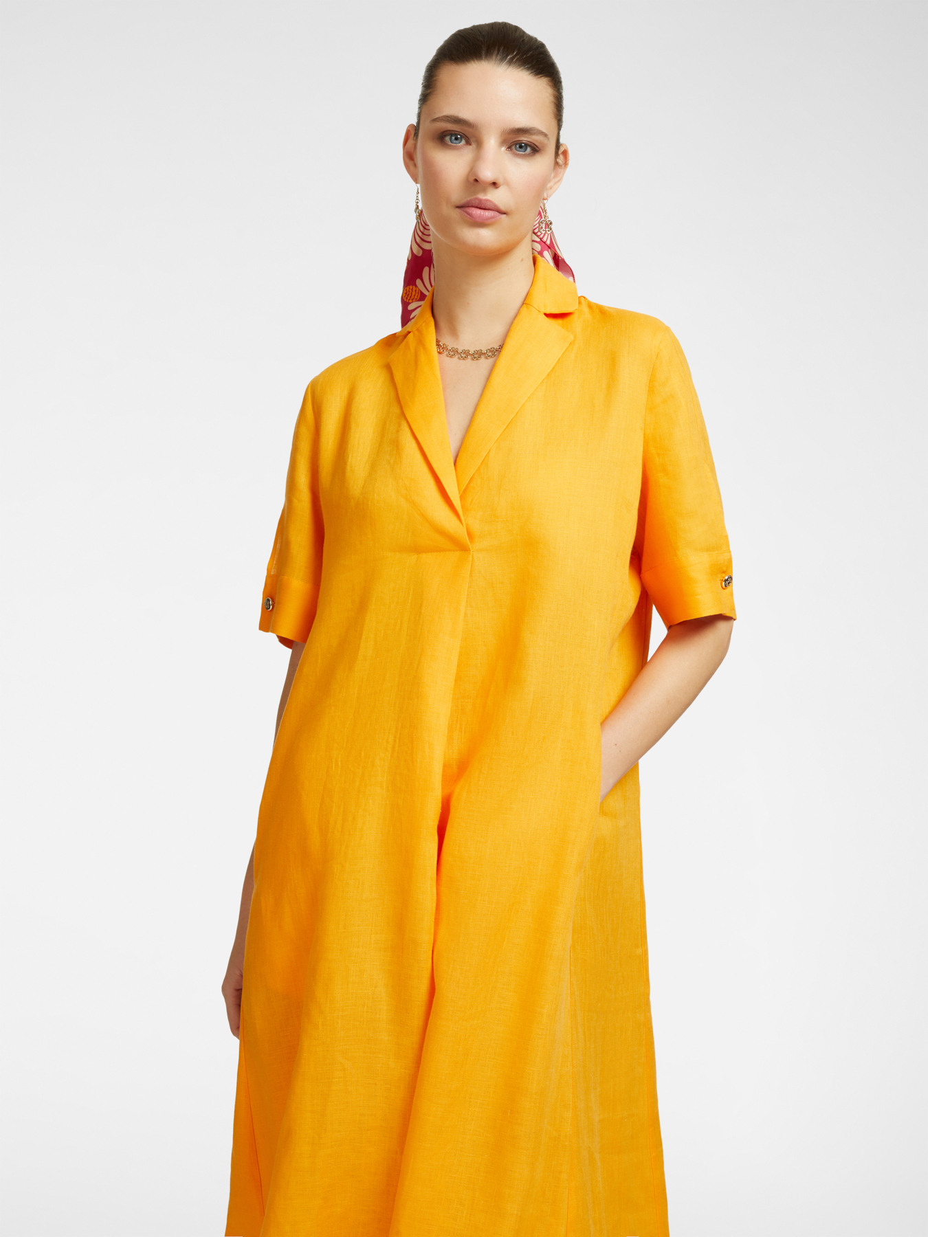 Платье-миди из 100% льна