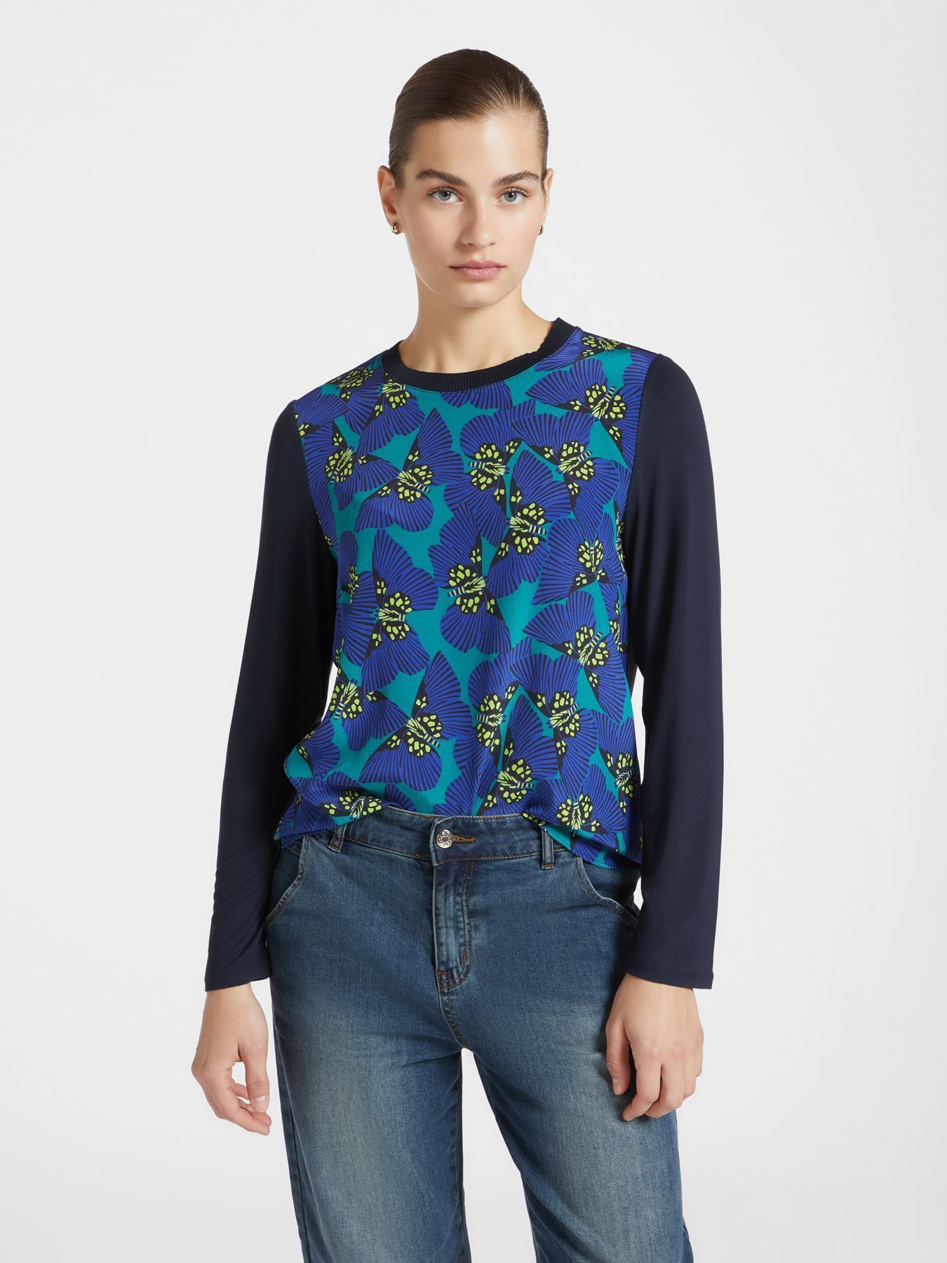 Палантин с принтом темно-синий Elena Mirò