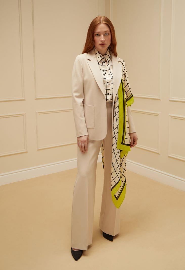 Палантин из модала с принтом слоновая кость Elena Mirò